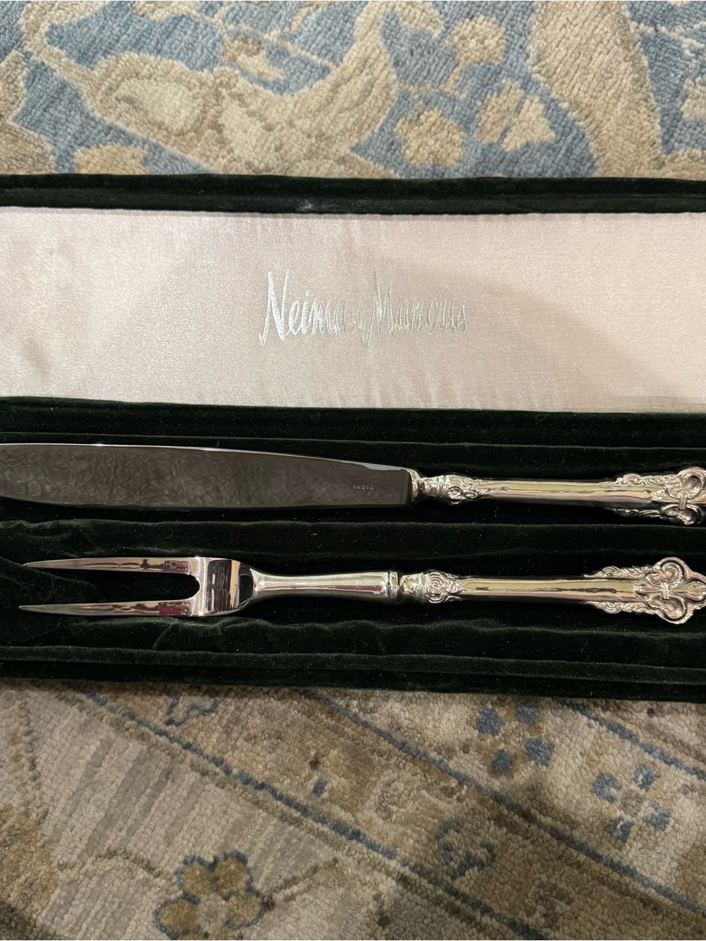 Neiman Marcus Silver Carving Knife and Fork Set